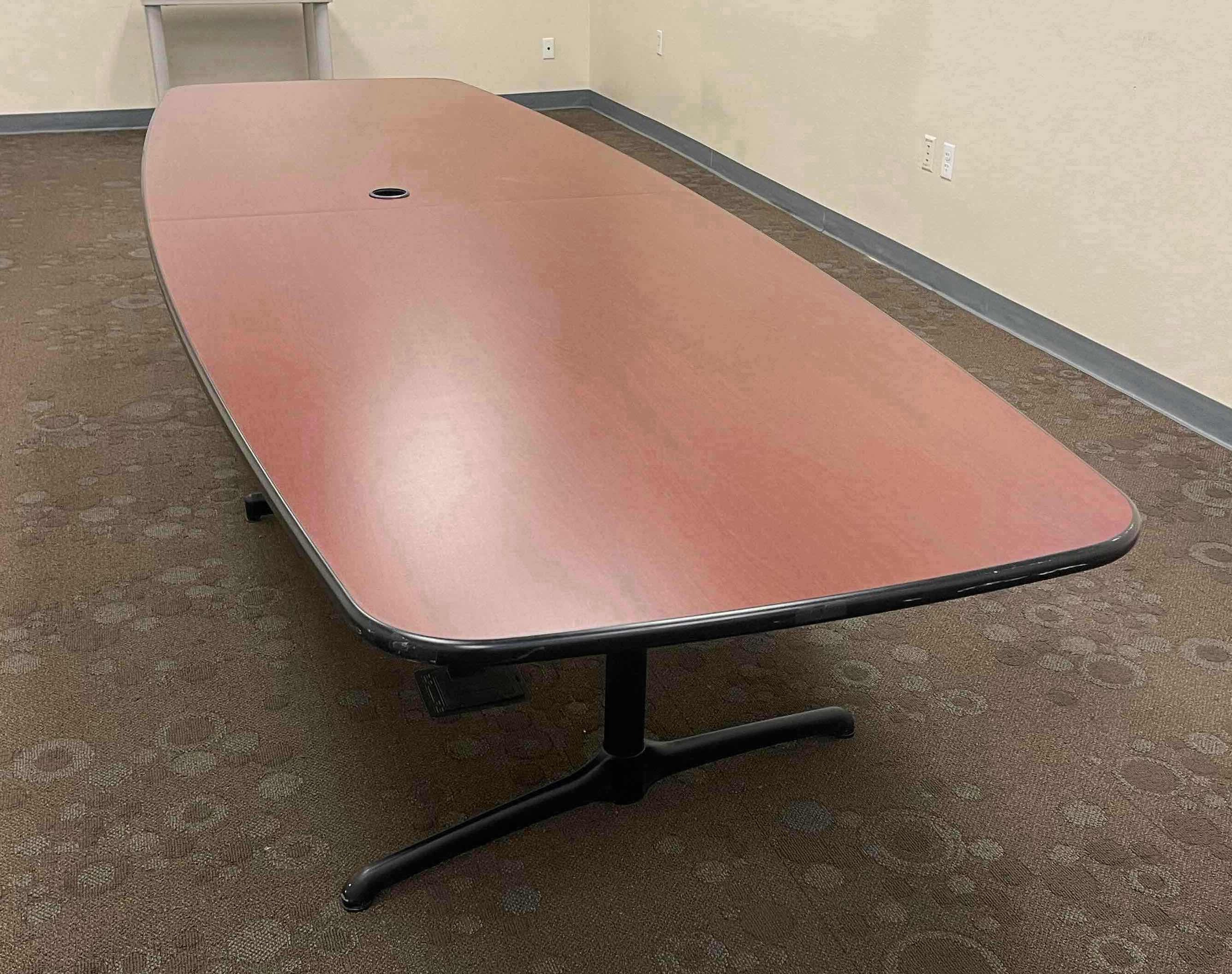 Photo 2 of STEEL CASE CONFERENCE TABLE DARK CHERRY 149” X 47.75” (WIDEST) X H27.75”