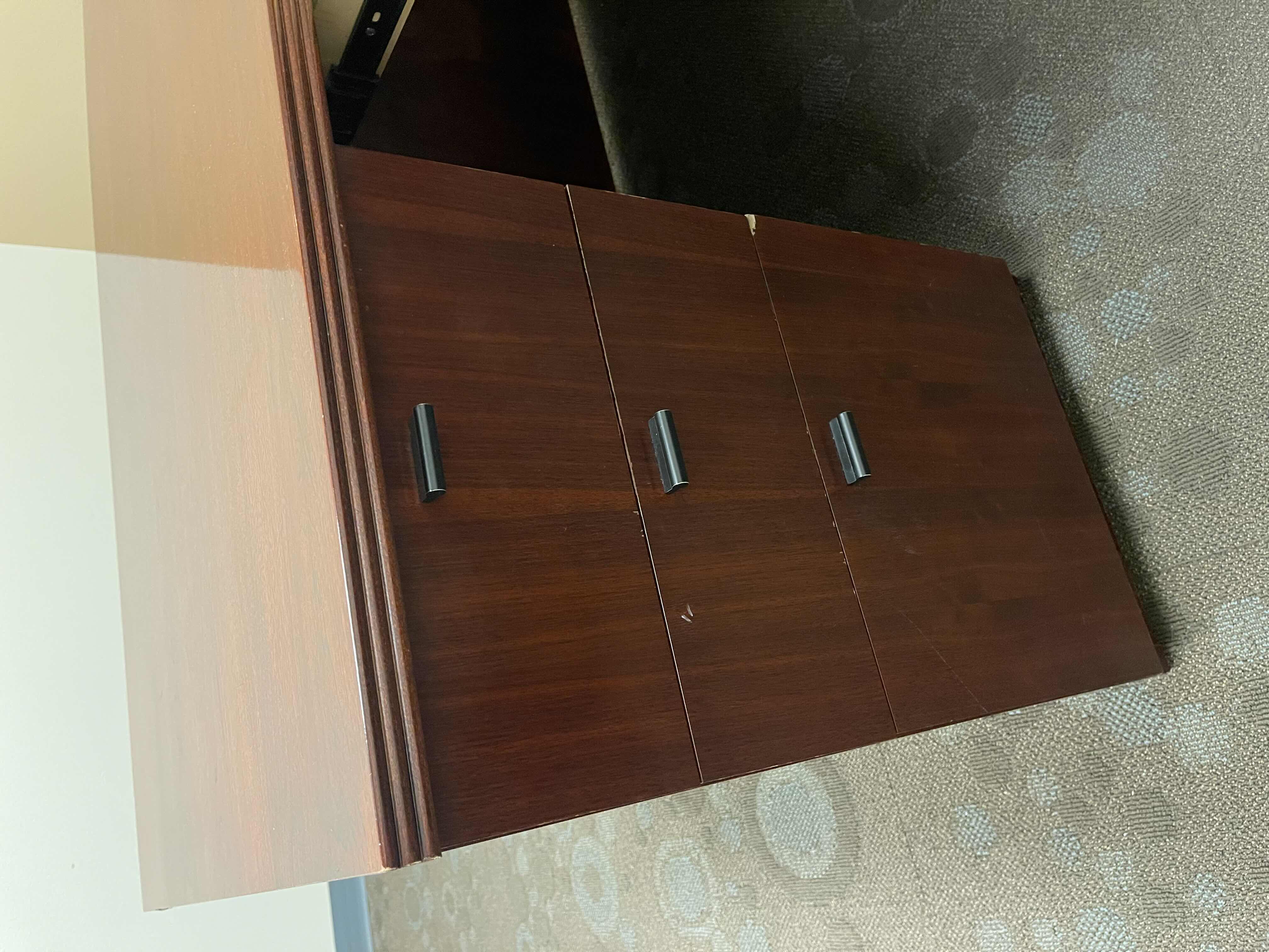 Photo 6 of NATIONAL WOODEN VENEER OFFICE U-DESK WITH DRAWERS DARK CHERRY 72” X 105” X 72” X H29”