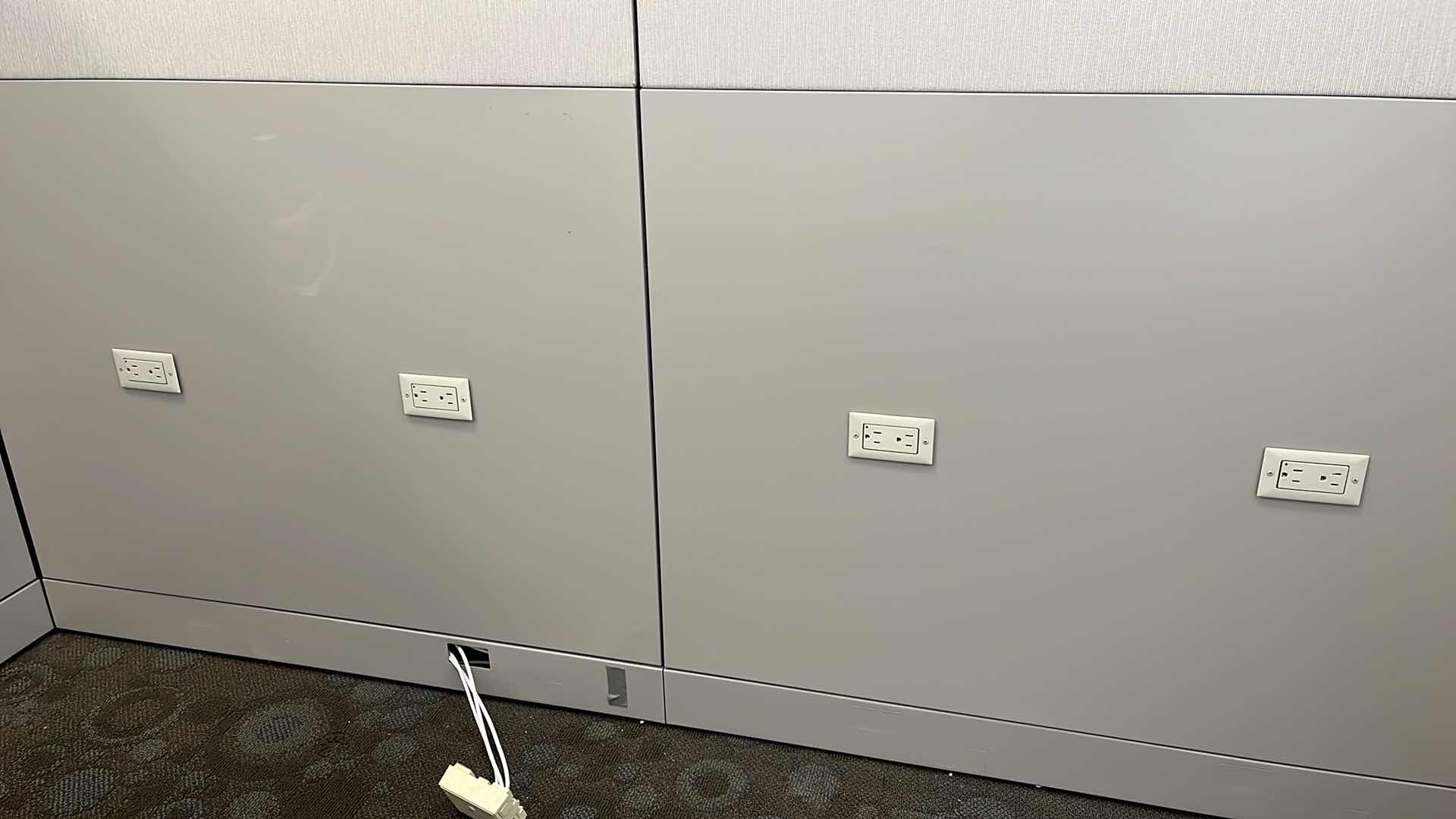 Photo 4 of FROSTED GLASS TOP CUBICLE PANELS W BUILT IN POWER SUPPLY OVERALL DIMENSIONS 172” X 90” H60.25” READ NOTES