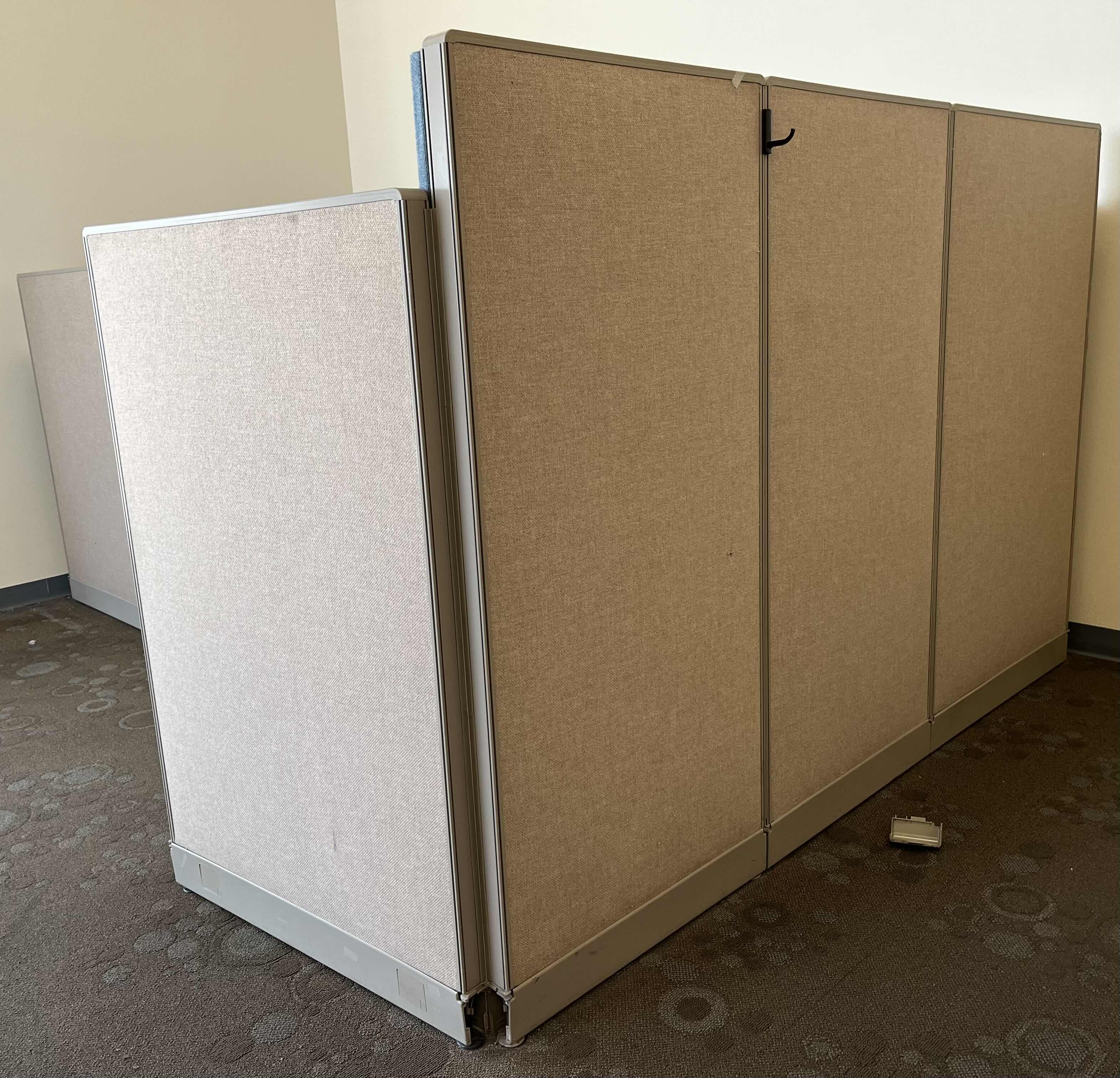 Photo 6 of HAWORTH BUILT IN CUBICLE OFFICE DESKS (2) W CUBICLE PANELS 
(OVERALL DIMENSIONS 147” X 104” H64.25”) READ NOTES