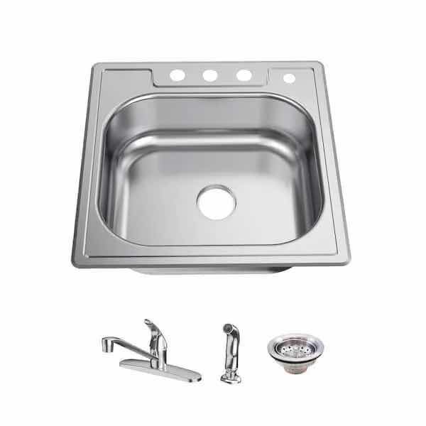 Photo 1 of GLACIER BAY 25” STAINLESS STEEL 20G TOP MOUNT ALL IN ONE KITCHEN SINK 1006396498