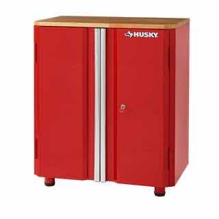 Photo 1 of HUSKY READY TO ASSEMBLE RED STEEL 24G 2 DOOR GARAGE BASE CABINET 28” X 18.3” H32.8”