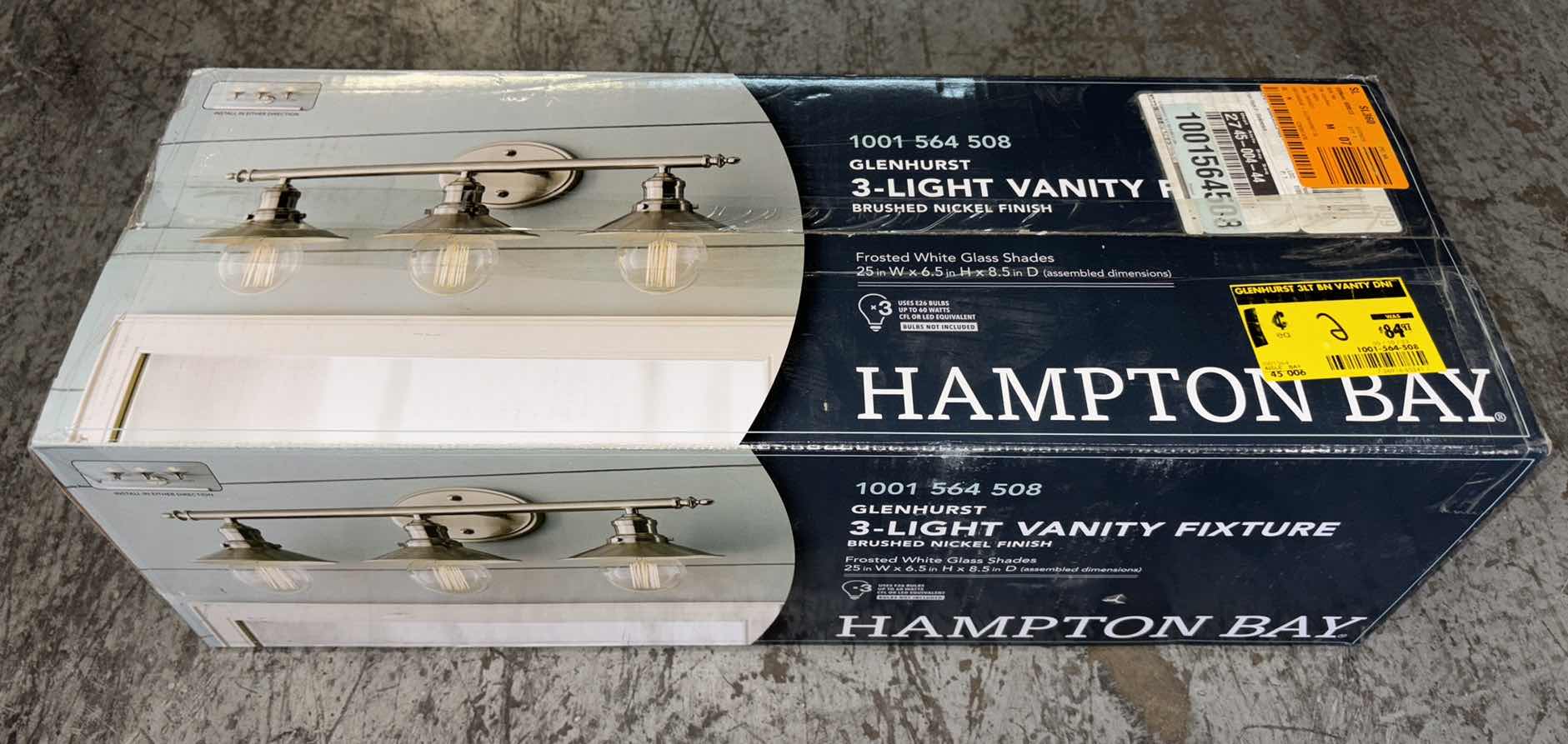 Photo 5 of HAMPTON BAY BRUSHED NICKEL FINISH GLENHURST 3-LIGHT VANITY 1001 564 508