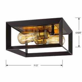 Photo 5 of  HOME DECORATORS COLLECTION ANTIQUE BRASS SOCKETS & BLACK FRAME WALDEN FORGE 2-LIGHT FLUSH MOUNT CEILING LIGHT 1002 438 244