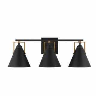 Photo 1 of HOME DECORATORS COLLECTION MATTE BLACK & SATIN BRASS ACCENTS INSDALE 3-LIGHT BATHROOM VANITY FIXTURE 1006 317 716