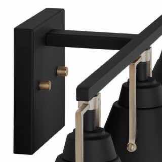 Photo 4 of HOME DECORATORS COLLECTION MATTE BLACK & SATIN BRASS ACCENTS INSDALE 3-LIGHT BATHROOM VANITY FIXTURE 1006 317 716