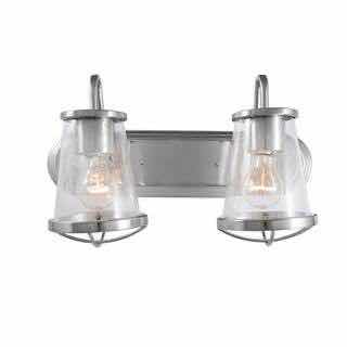Photo 1 of HOME DECORATORS COLLECTION WEATHERED IRON FINISH & CLEAR SEEDED GLASS SHADES GEORGINA 2-LIGHT VANITY FIXTURE 1004 693 651