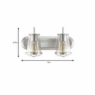 Photo 5 of HOME DECORATORS COLLECTION WEATHERED IRON FINISH & CLEAR SEEDED GLASS SHADES GEORGINA 2-LIGHT VANITY FIXTURE 1004 693 651