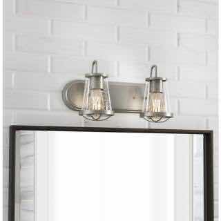 Photo 2 of HOME DECORATORS COLLECTION WEATHERED IRON FINISH & CLEAR SEEDED GLASS SHADES GEORGINA 2-LIGHT VANITY FIXTURE 1004 693 651