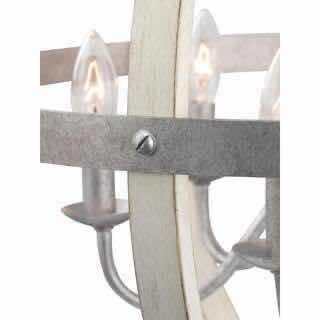 Photo 5 of HOME DECORATORS COLLECTION GALVANIZED FINISH & ANTIQUE WHITE WOOD ACCENTS KEOWEE 6-LIGHT CHANDELIER 1005 910 695