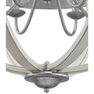 Photo 6 of HOME DECORATORS COLLECTION GALVANIZED FINISH & ANTIQUE WHITE WOOD ACCENTS KEOWEE 6-LIGHT CHANDELIER 1005 910 695