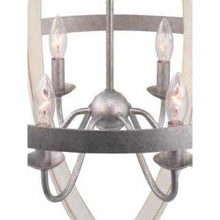 Photo 4 of HOME DECORATORS COLLECTION GALVANIZED FINISH & ANTIQUE WHITE WOOD ACCENTS KEOWEE 6-LIGHT CHANDELIER 1005 910 695