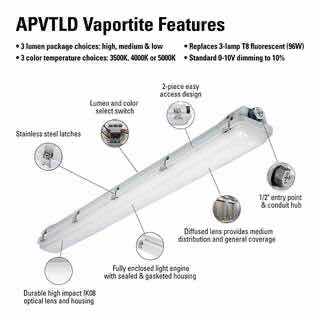 Photo 3 of METALUX 4 FT WHITE INTEGRATED LED INDUSTRIAL VAPORTITE FIXTURE