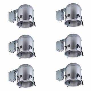 Photo 1 of COMMERCIAL ELECTRIC 6” ALUMINUM RECESSED LIGHT IC REMODEL HOUSING CANS 6PACK 046335810228