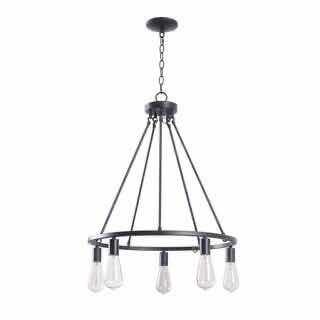 Photo 3 of HAMPTON BAY 24.3” STRATTON BLACK REVERSIBLE 5 LIGHT CHANDELIER HDP00325