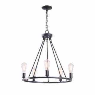 Photo 2 of HAMPTON BAY 24.3” STRATTON BLACK REVERSIBLE 5 LIGHT CHANDELIER HDP00325