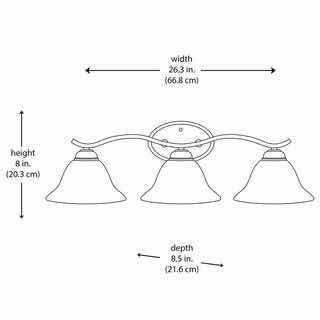 Photo 4 of HAMPTON BAY ANDENNE BRUSHED NICKEL 26.3” TRANSITIONAL MARBLEIZED GLASS SHADE 3 LIGHT VANITY FIXTURE LIGHT