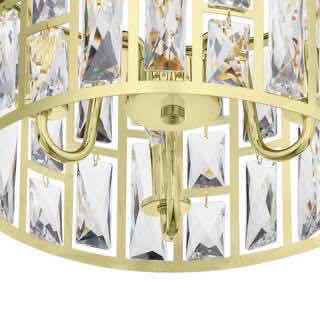 Photo 5 of HOME DECORATORS KRISTELLA SOFT GOLD FINISH CRYSTAL GLASS 12.5” 3 LIGHT SEMI FLUSH MOUNT CEILING LIGHT