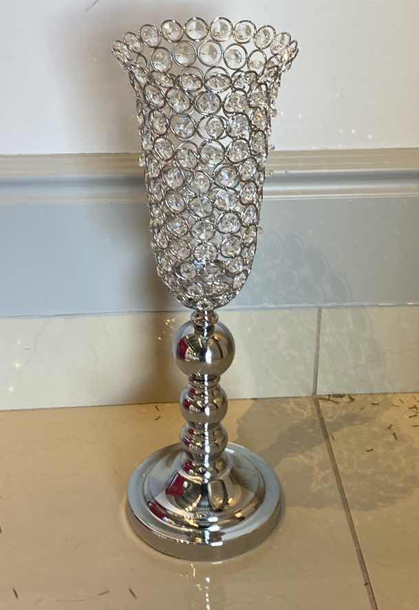 Photo 1 of  SIMPLY ELEGANT CRYSTAL TULIP CANDLE HOLDER STAND 6” X 19”