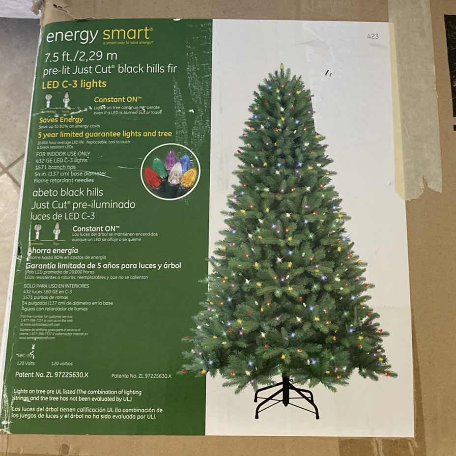 Photo 1 of ENERGY SMART 7.5’ LED MULTI COLOR LIGHT JUST CUT BLACK HILLS FIR TREE