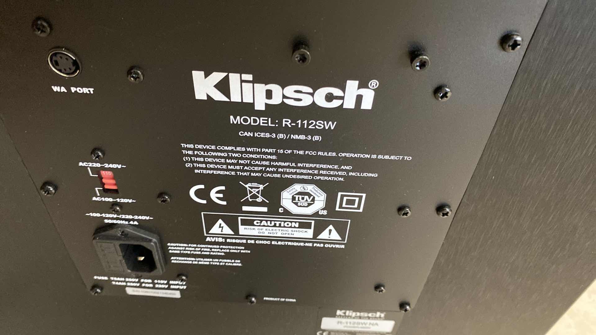 Photo 3 of KLIPSCH MODEL R-112SW 480W POWER SUBWOOFER SPEAKER