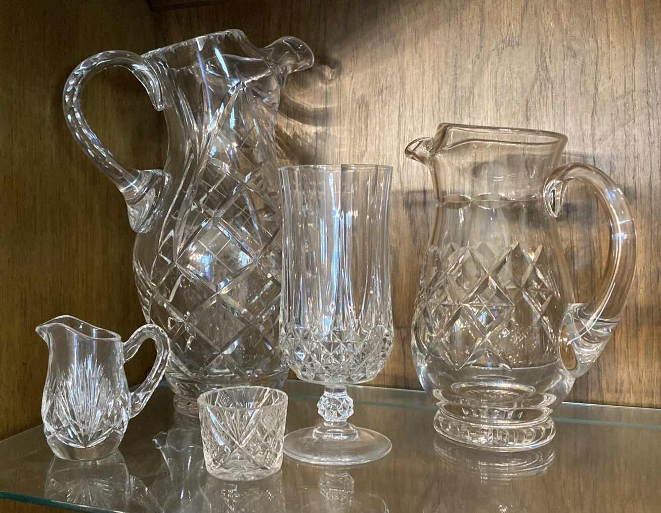 Photo 1 of 5 PIECES CRYSTAL PITCHERS AND A GLASS