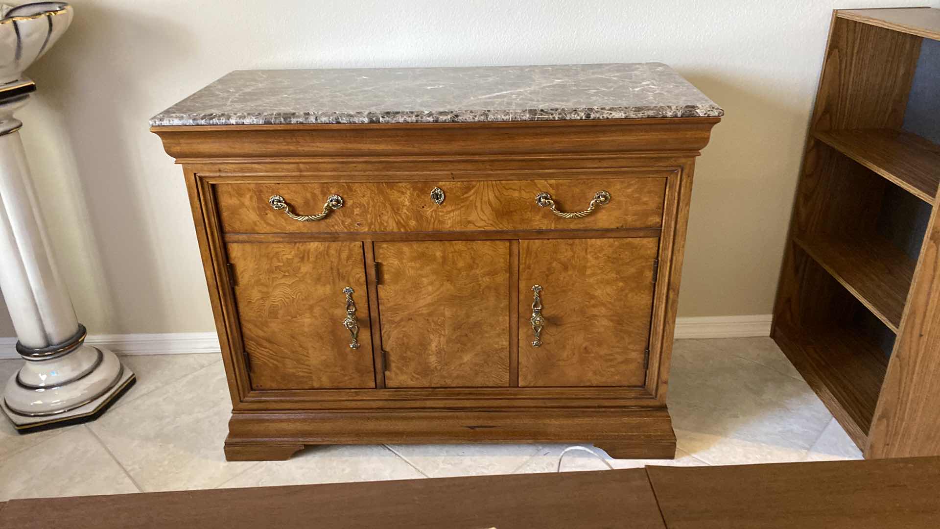 Photo 2 of THOMASVILLE VINTAGE SIDEBOARD WITH BROWN MARBLE TOP 45“ x 20“ H 35”