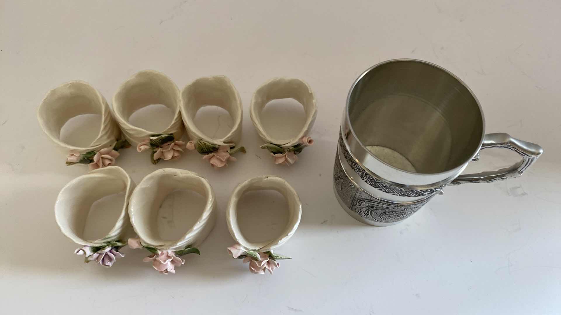 Photo 2 of 7 CERAMIC NAPKIN RINGS AND CUP FROM IRELAND