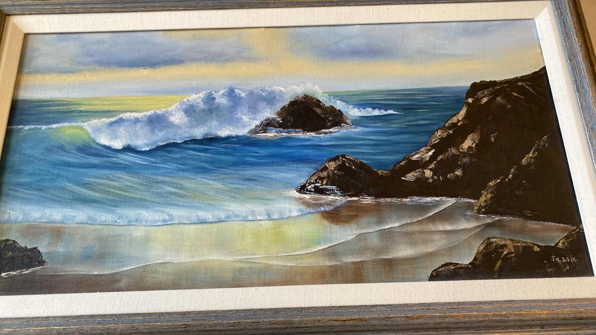Photo 3 of FRAMED SIGNED SEASCAPE ON CANVAS 35” x 20”