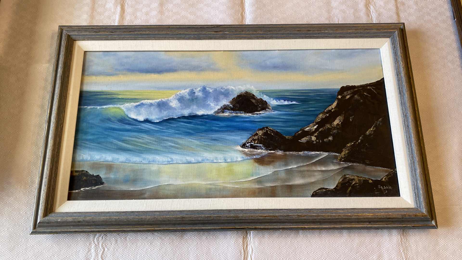Photo 1 of FRAMED SIGNED SEASCAPE ON CANVAS 35” x 20”