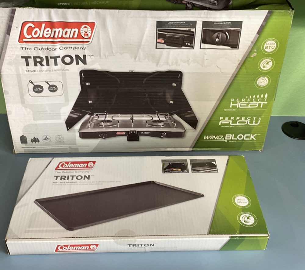 Photo 1 of COLEMAN TRITON CAMPING STOVE  AND GRIDDLE PAN