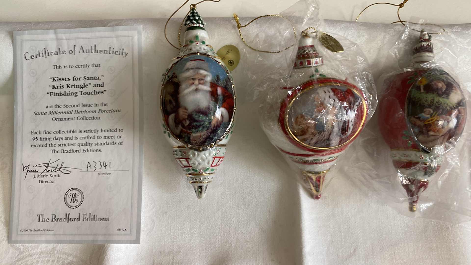 Photo 1 of VINTAGE THREE BRADFORD EXCHANGE COLLECTIBLE ORNAMENTS WITH CERTIFICATE OF AUTHENTICITY