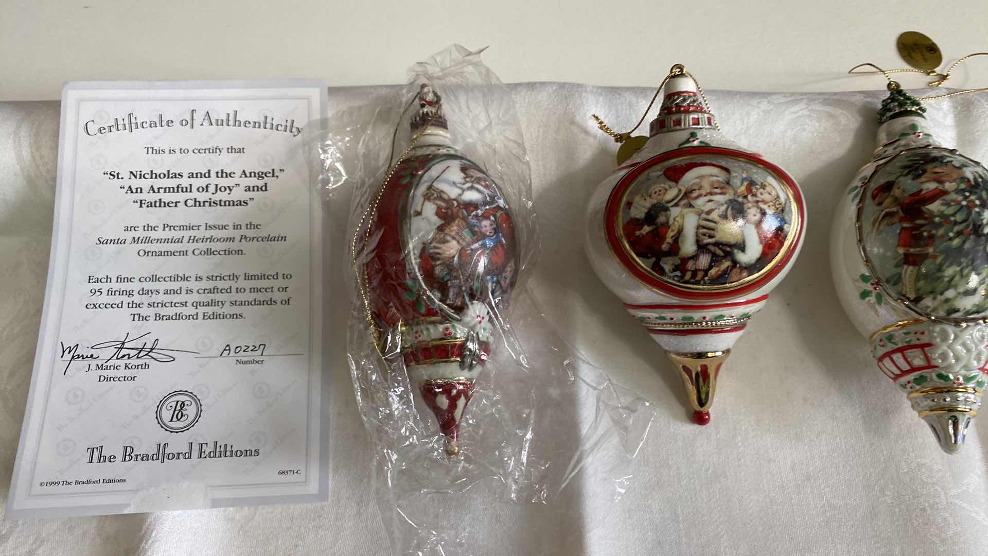Photo 1 of VINTAGE THREE BRADFORD EXCHANGE COLLECTIBLE ORNAMENTS WITH CERTIFICATE OF AUTHENTICITY