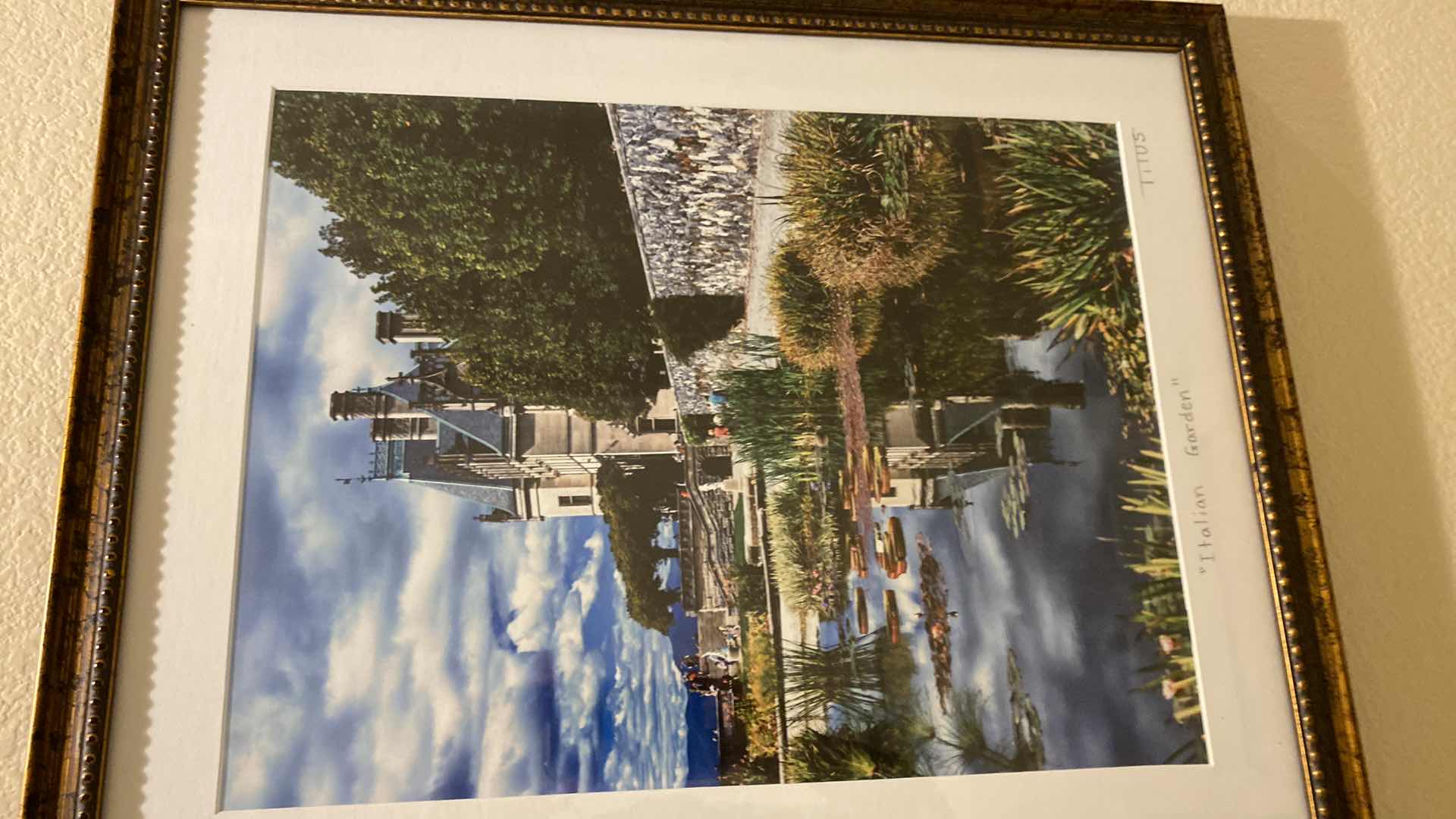 Photo 2 of FRAMED “ITALIAN GARDEN” SIGNED ARTWORK 17 1/2” x 21 1/2”