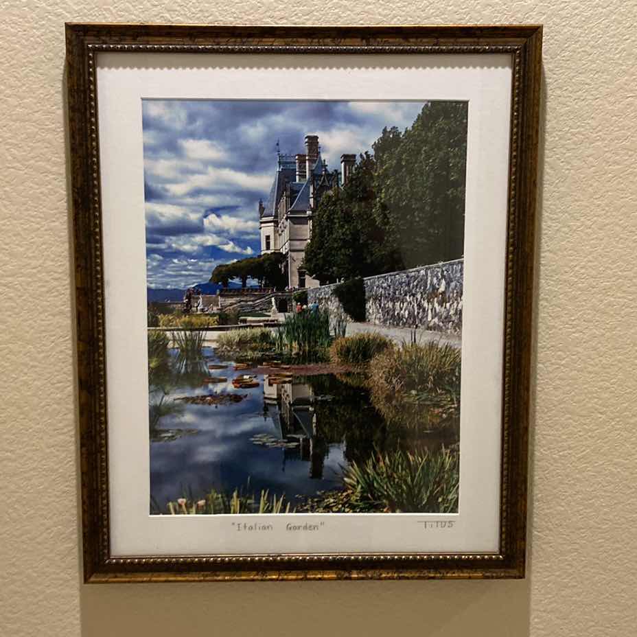 Photo 1 of FRAMED “ITALIAN GARDEN” SIGNED ARTWORK 17 1/2” x 21 1/2”