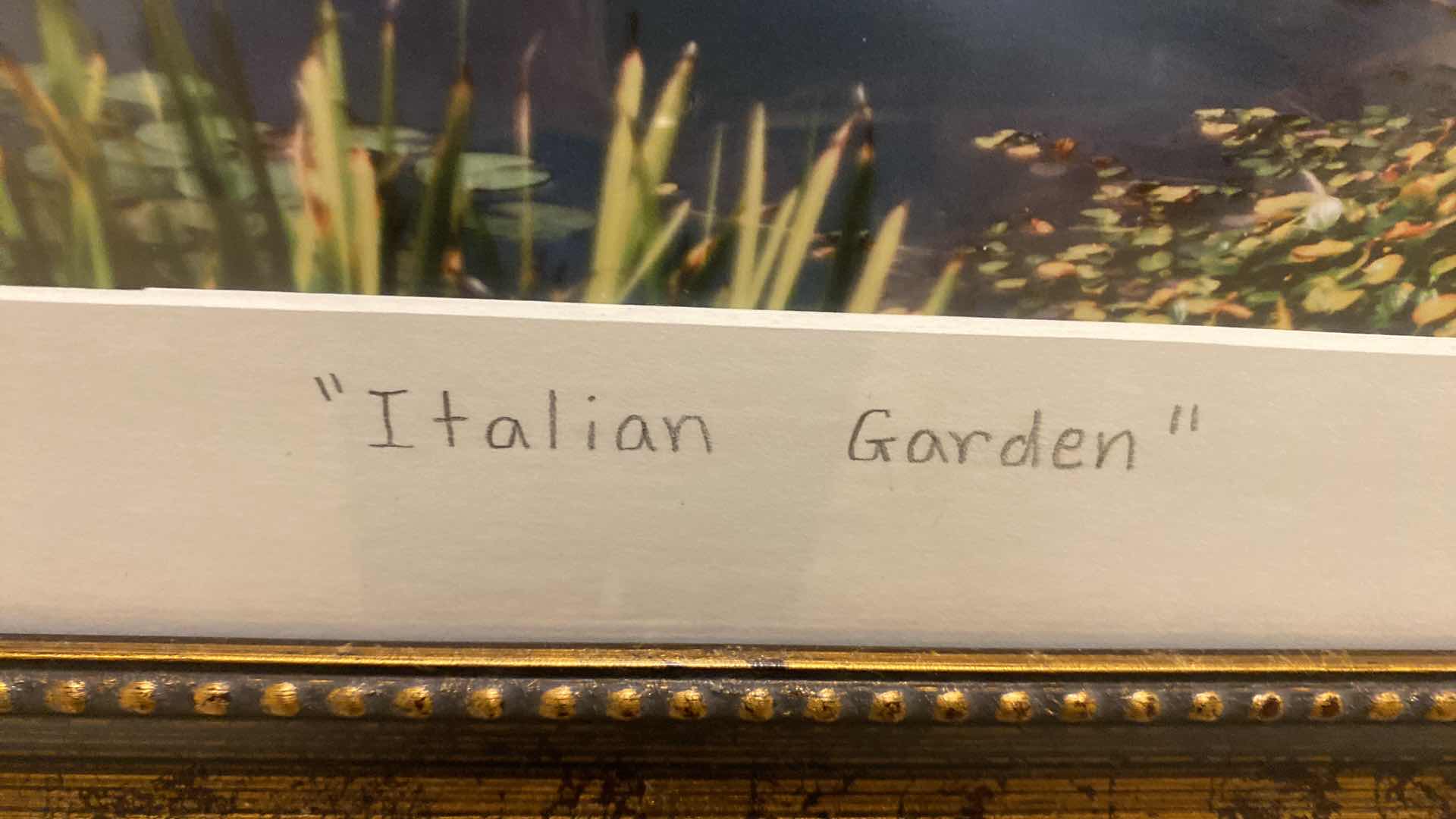 Photo 3 of FRAMED “ITALIAN GARDEN” SIGNED ARTWORK 17 1/2” x 21 1/2”