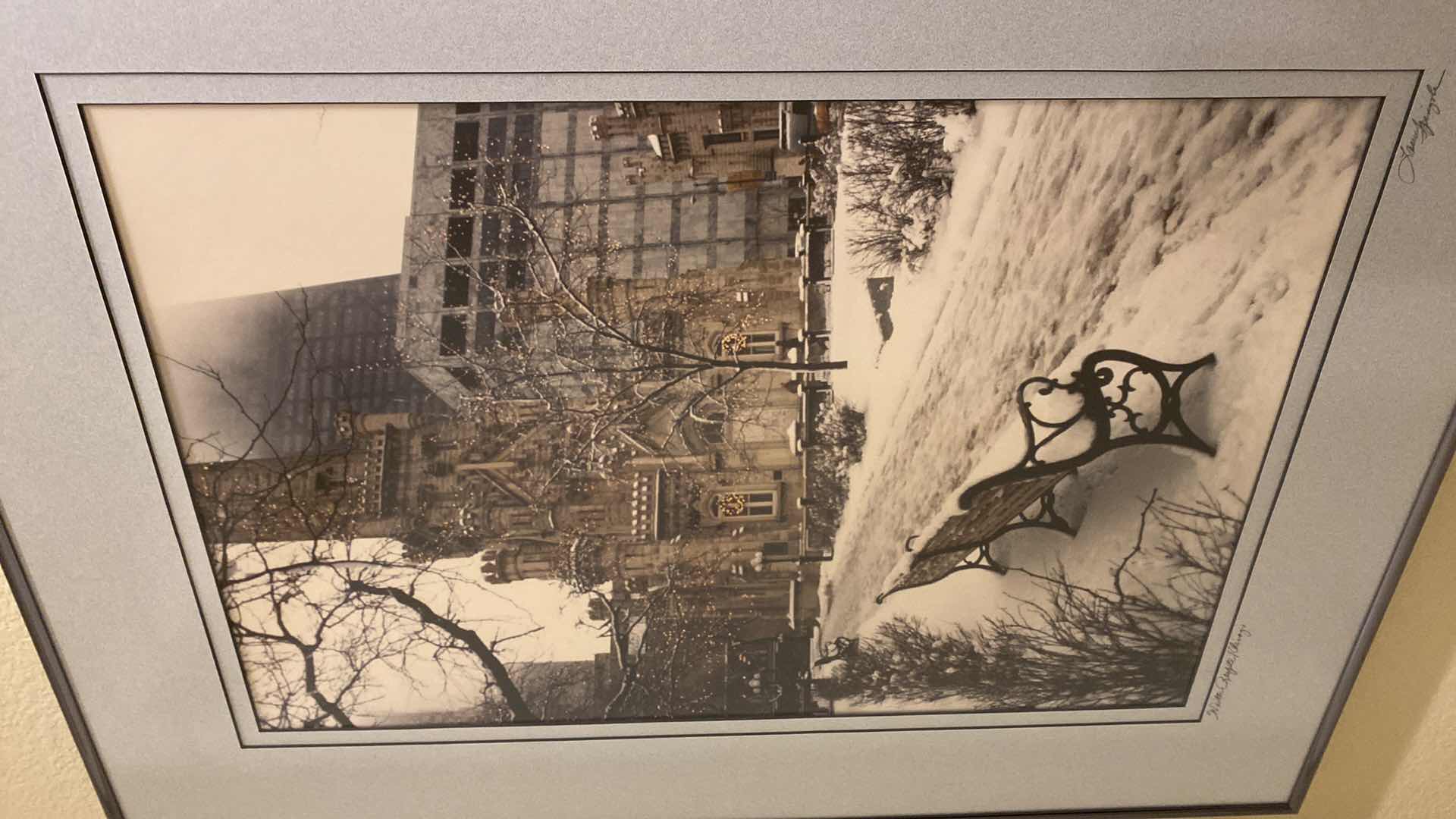 Photo 2 of FRAMED “WINTER RESPITE/CHICAGO” SIGNED ARTWORK 24” X 32”