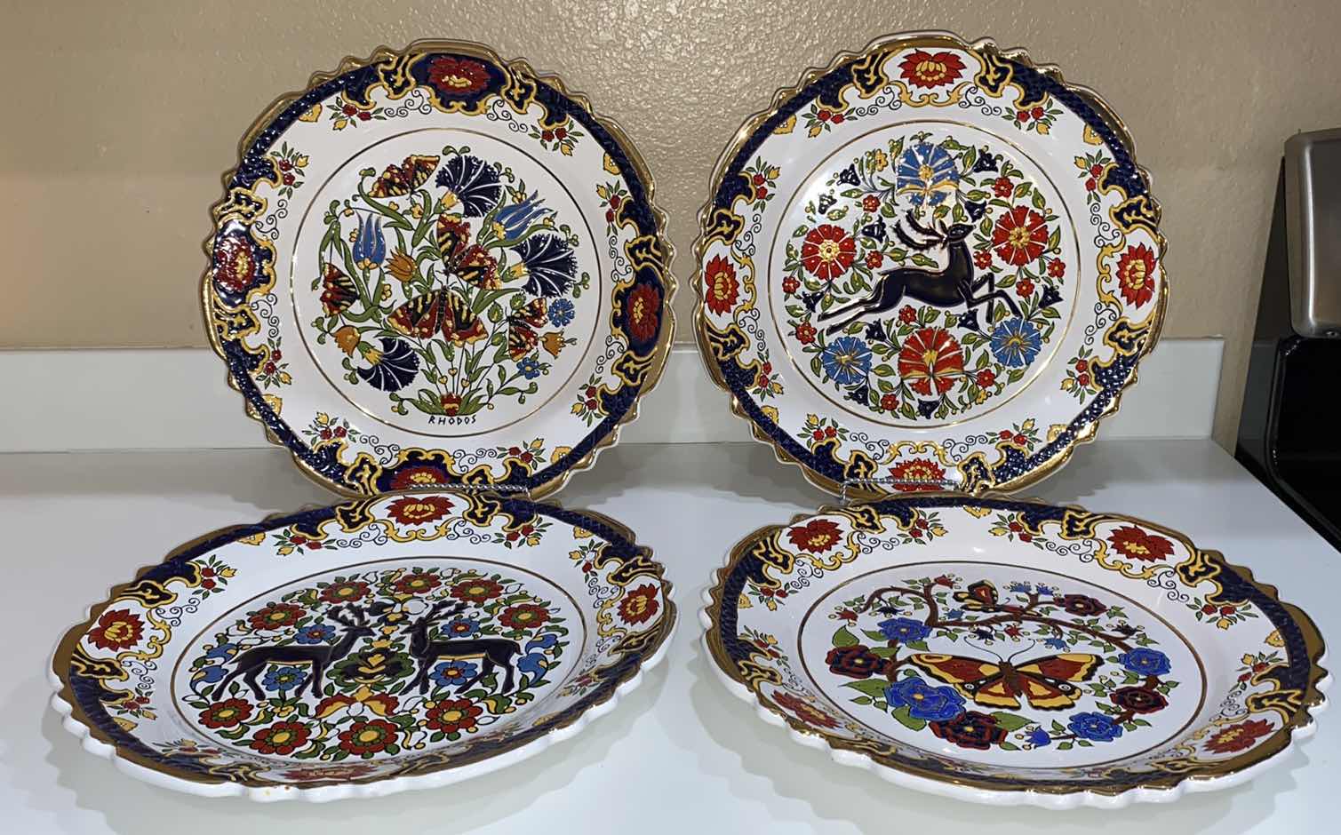 Photo 1 of 4 GOLD RIMMED DECORATIVE TRADITIONAL RHODIAN PLATES 14”