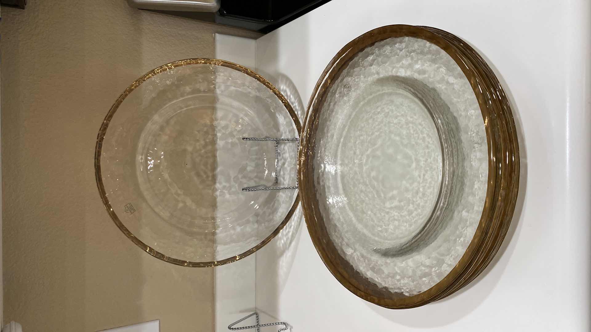 Photo 3 of 6 GOLD RIMMED GLASS PLATES FROM GERMANY 13” AND 1 PLATTER 15”