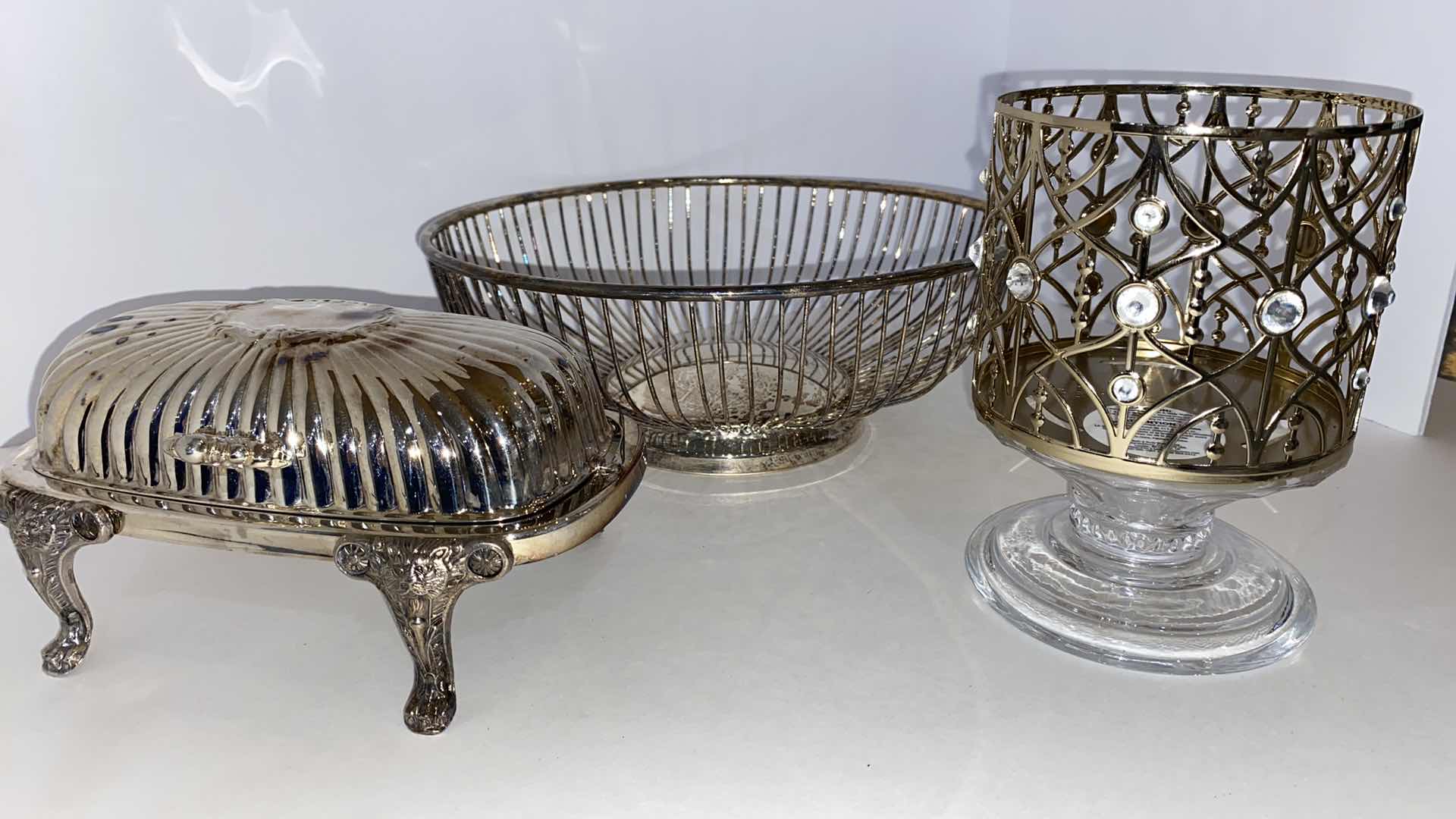 Photo 1 of LEONARD SILVERPLATE BREAD BASKET, FB ROGERS SILVERPLATE BUTTER DISH AND MORE