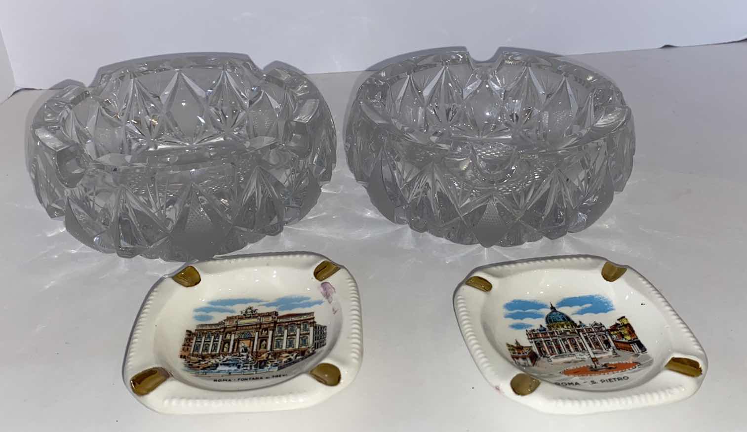 Photo 1 of PAIR OF CRYSTAL ASHTRAYS 5.5” AND ROMA ASHTRAYS