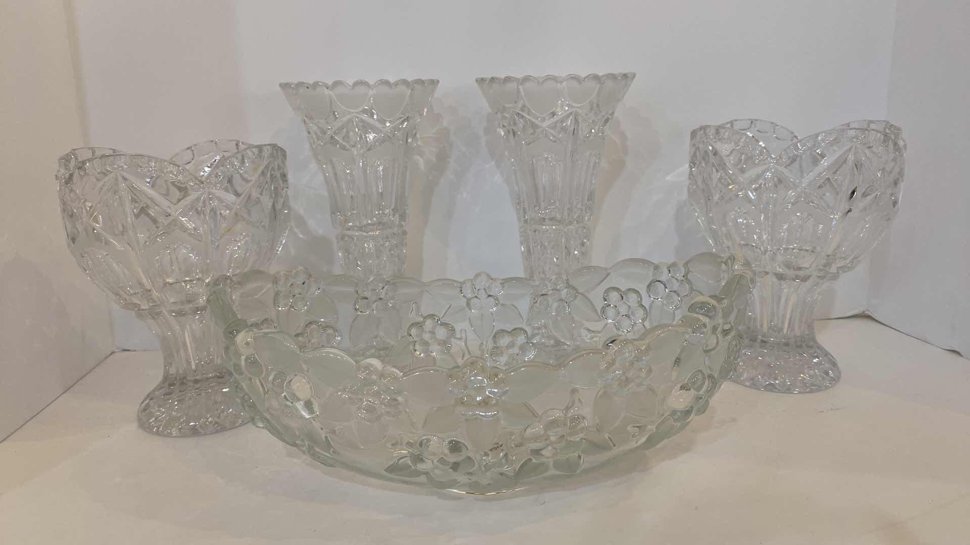 Photo 1 of CRYSTAL VASES 8” AND BOWL 10.5”