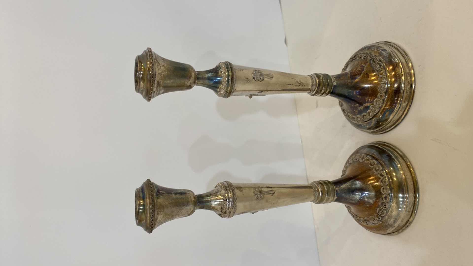 Photo 2 of 925 SILVER CANDLESTICKS FROM ISRAEL H 9”