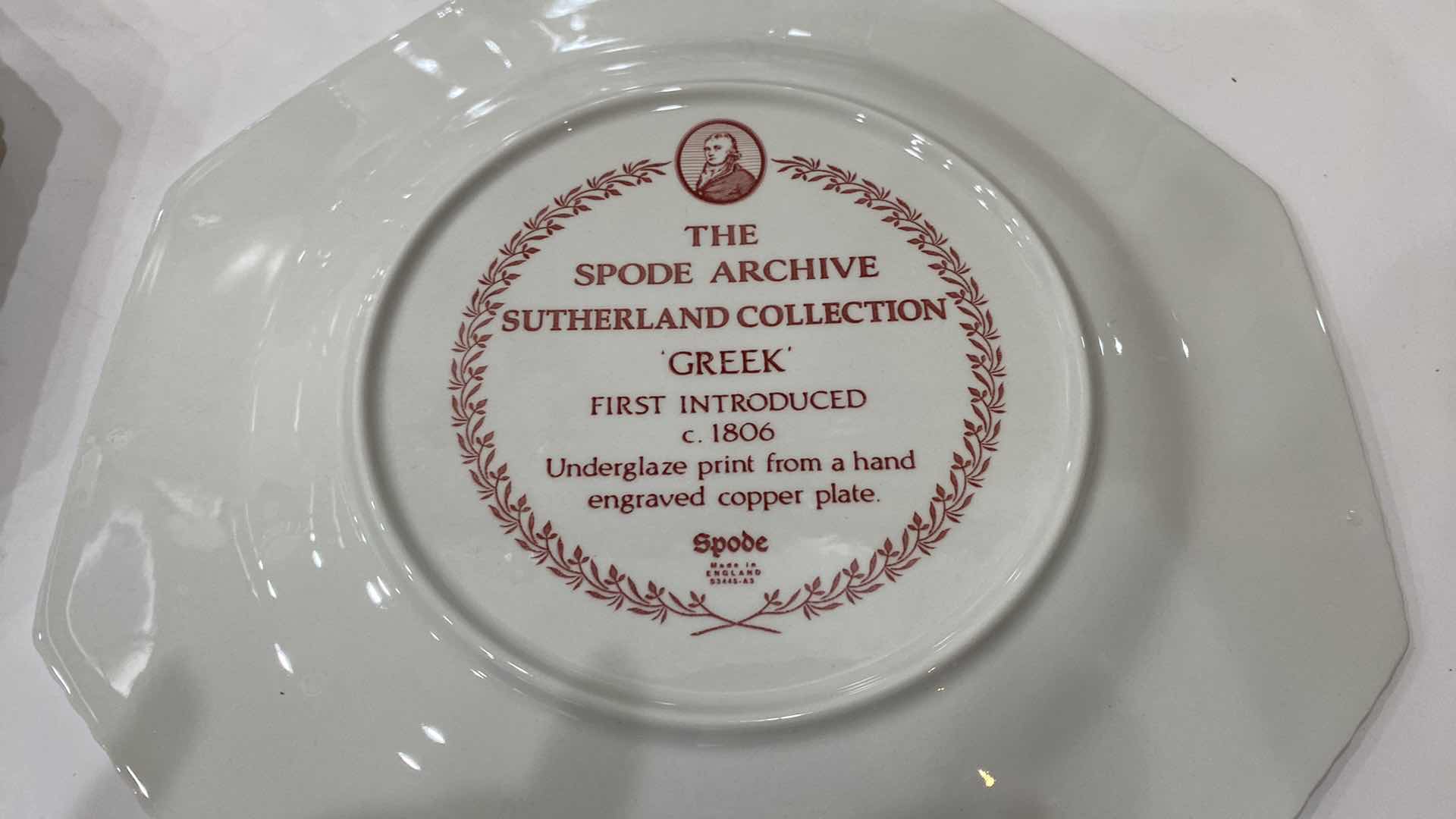 Photo 3 of 5 SPODE ARCHIVE SUTHERLAND COLLECTION GREEK PLATES AND 1 PARIS PLATE AND SMALL TRAY