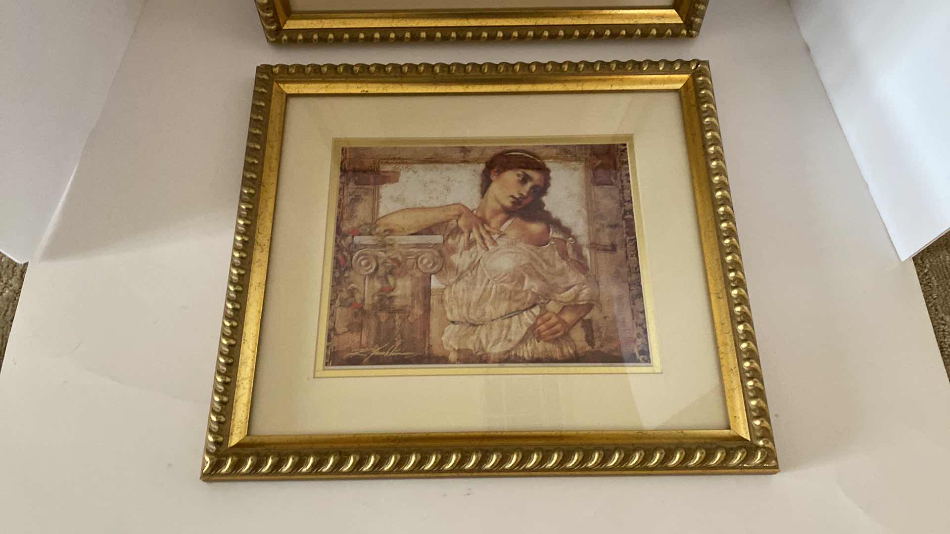 Photo 3 of PAIR OF GOLD FRAMED WOMEN ARTWORK 16” x 14”