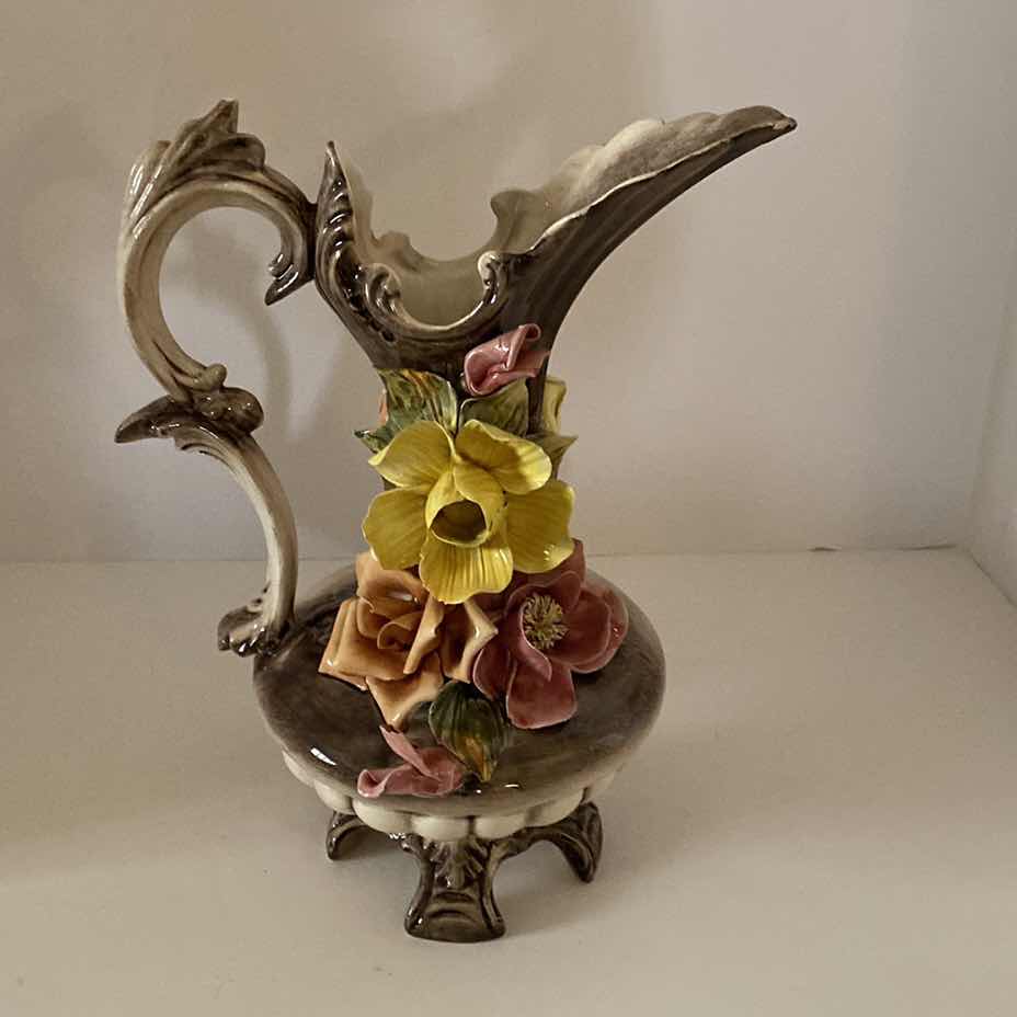 Photo 1 of VINTAGE CAPODIMONTE PORCELAIN PITCHER H 13 3/4”