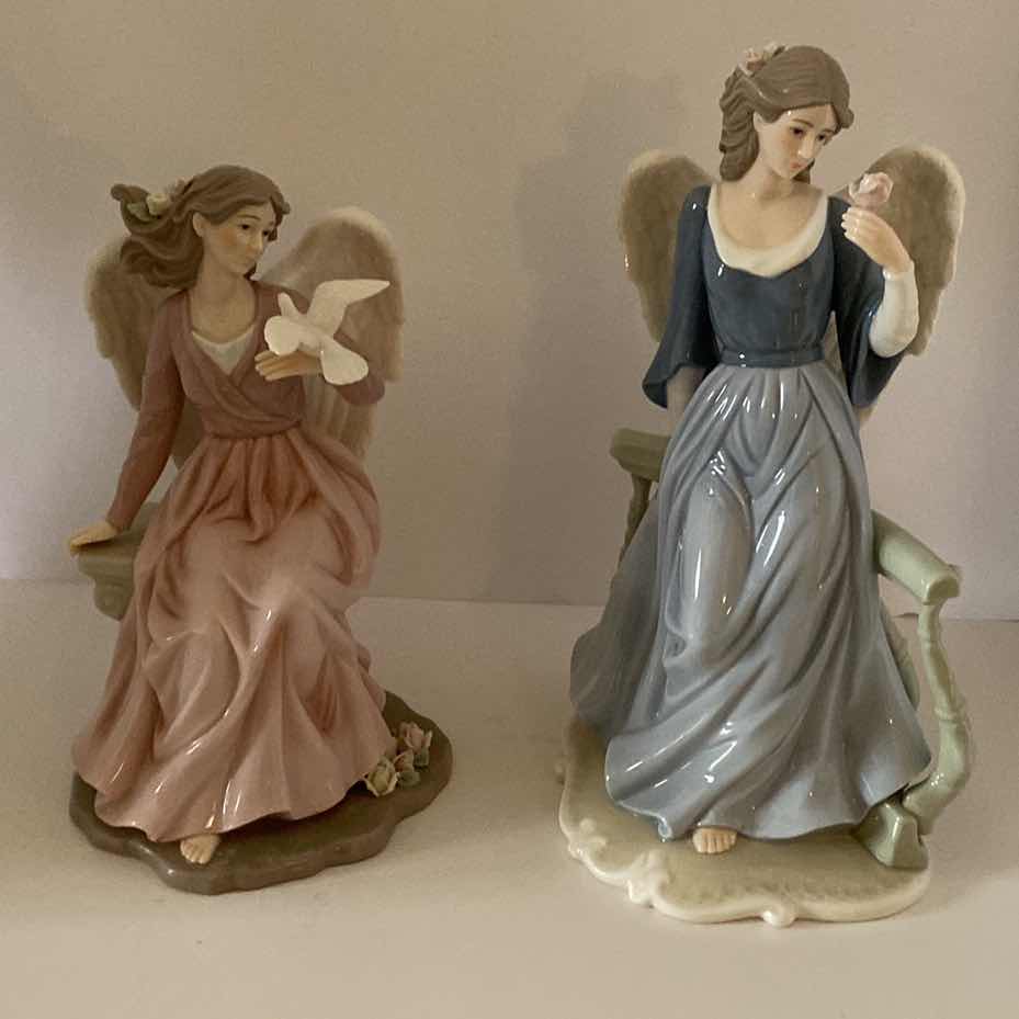 Photo 1 of PAIR OF PORCELAIN ANGELS H 13”