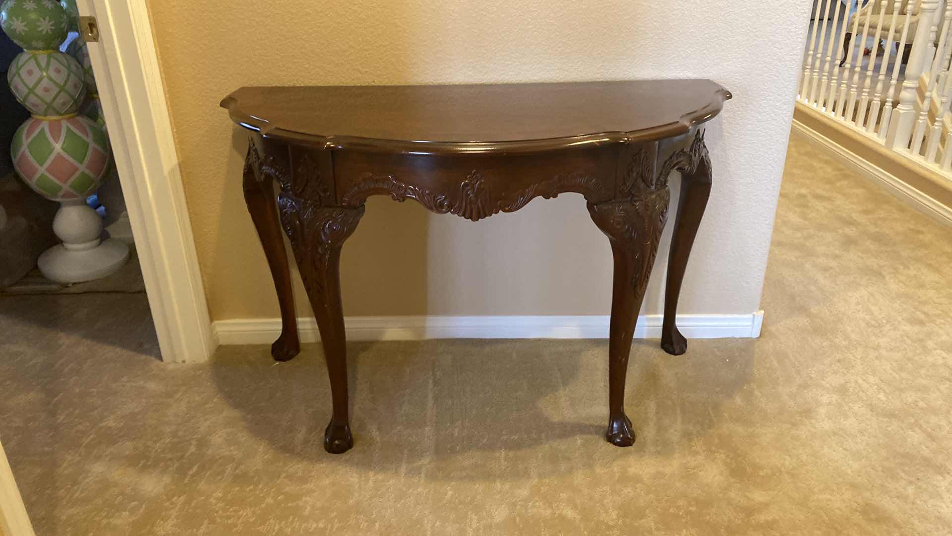 Photo 2 of CHERRY HALL TABLE WITH QUEEN ANNE LEGS 48“ x 22“ H 30” UPSTAIRS