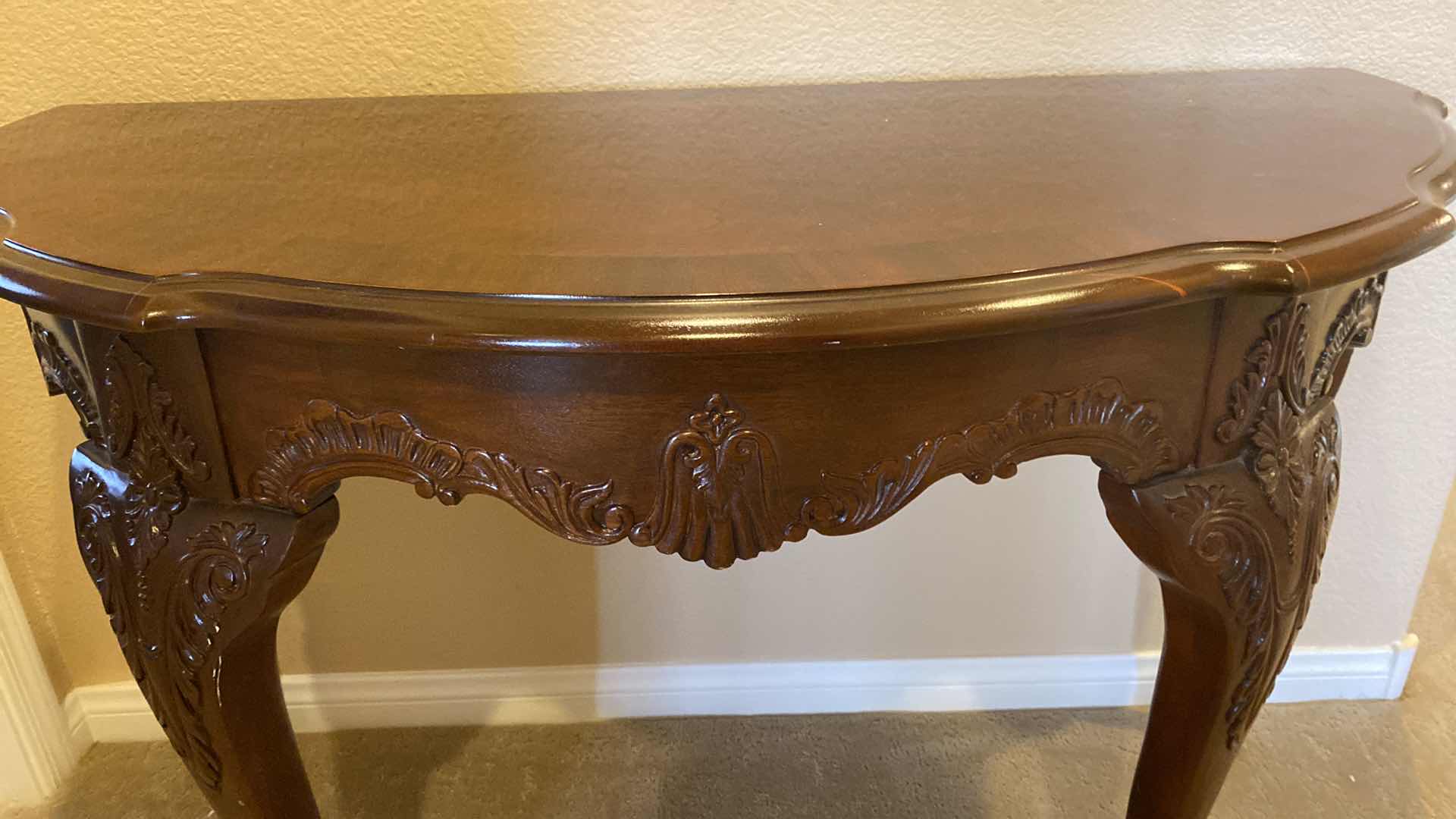 Photo 3 of CHERRY HALL TABLE WITH QUEEN ANNE LEGS 48“ x 22“ H 30” UPSTAIRS