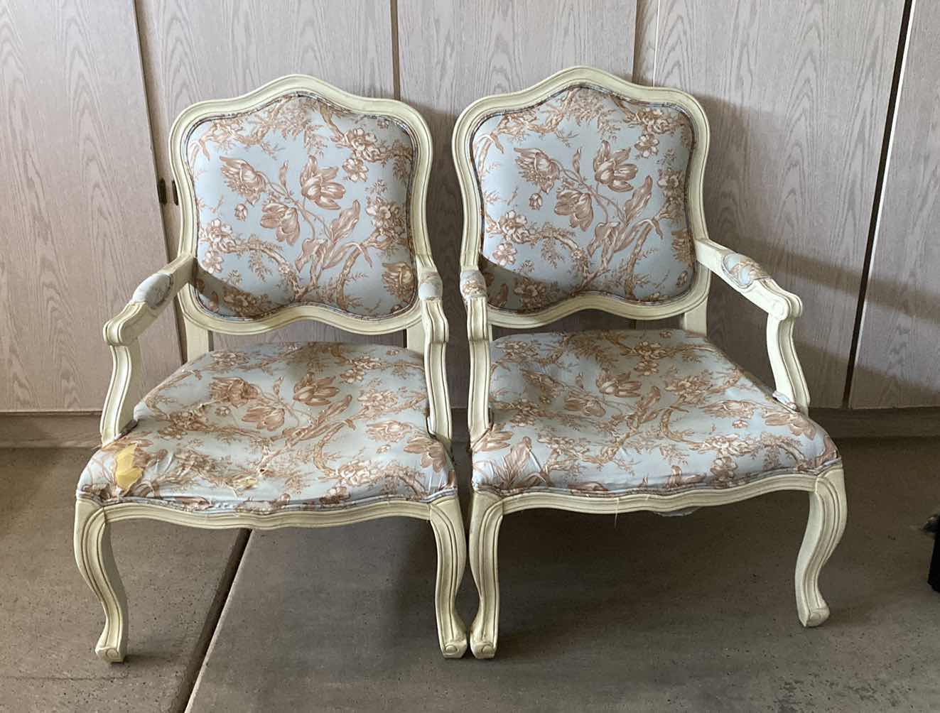 Photo 1 of VINTAGE PAIR OF LOUIS XVI STYLE CHAIRS - NEEDS REUPHOLSTERED 27“ x 28“ H 41”